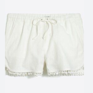 3" Pom-Pom Linen-Cotton Drawstring Shorts